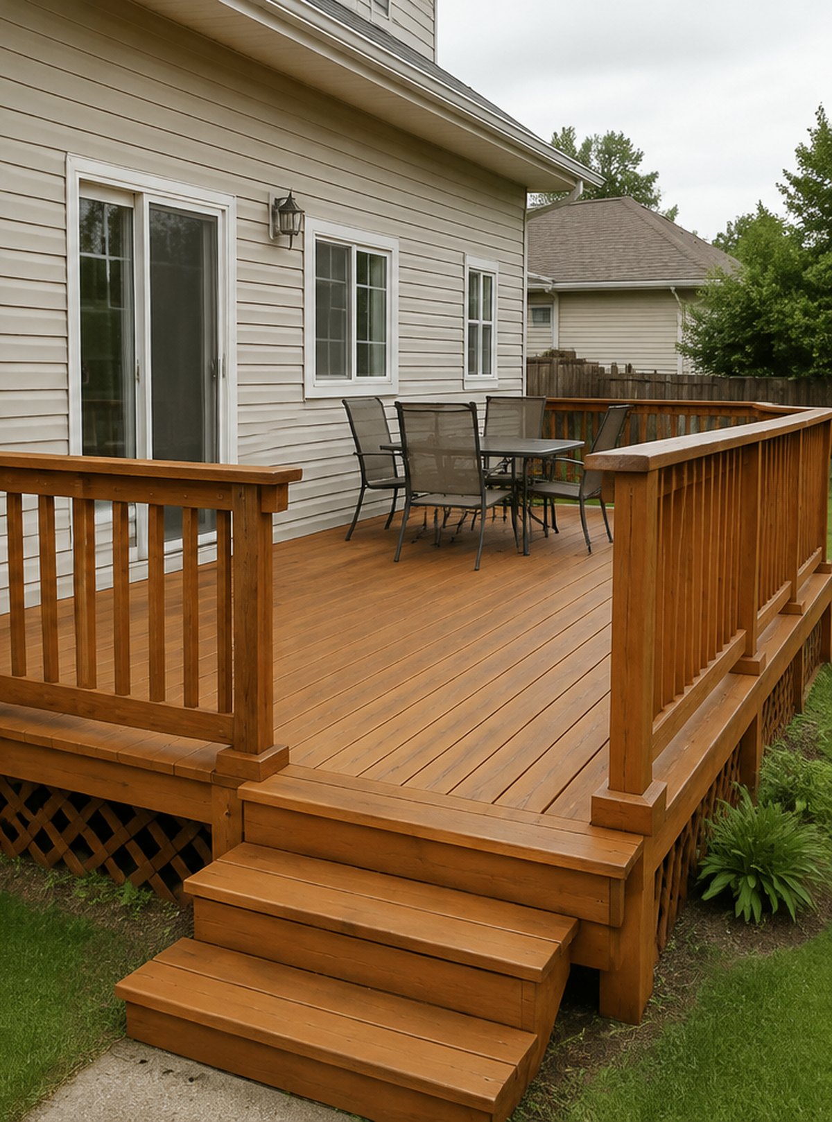 Deck board and railing restoration after completion