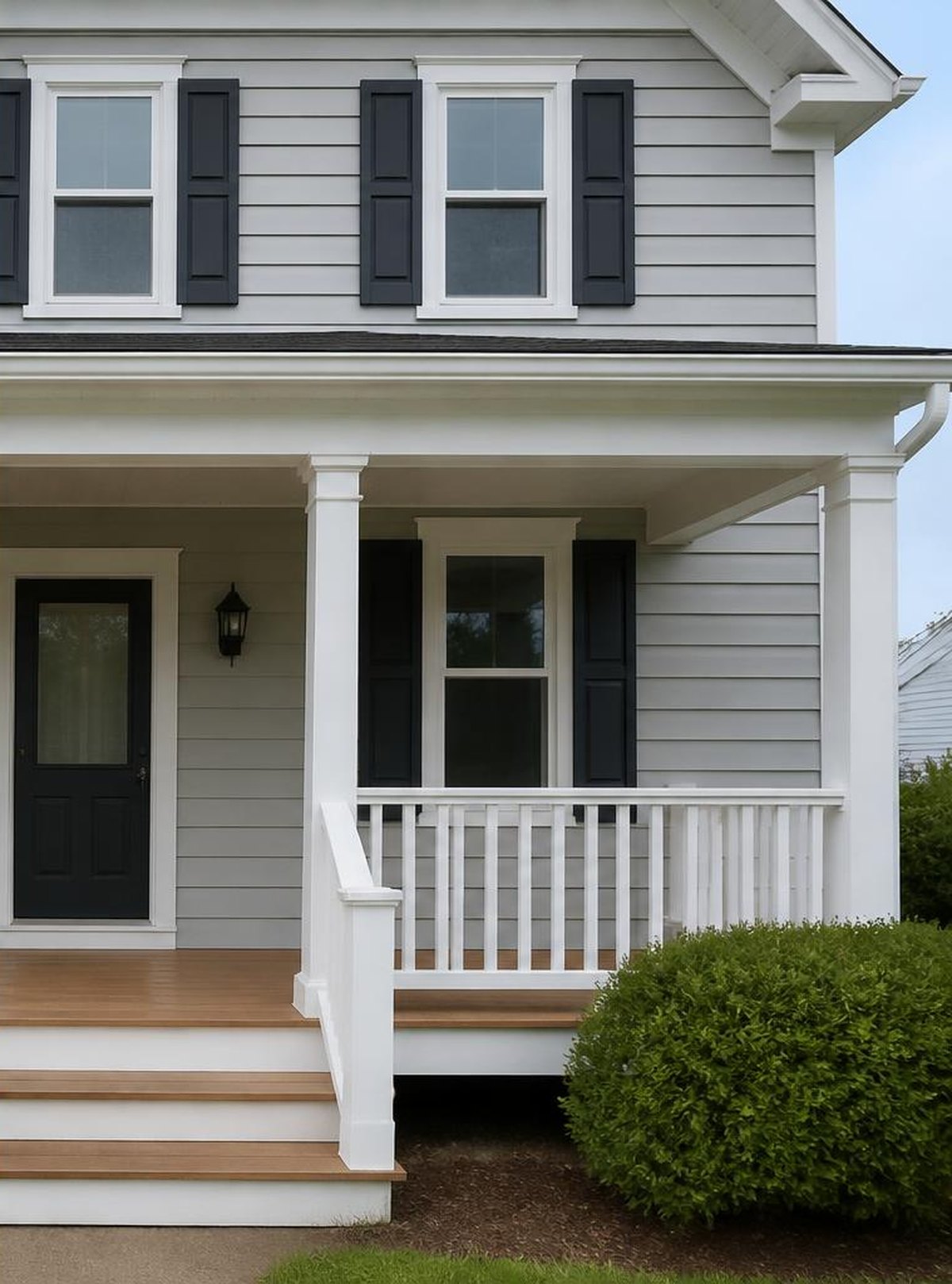 Exterior paint and porch repair after completion