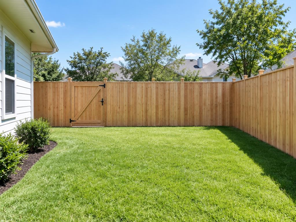 After: New fence line set plumb with a working gate