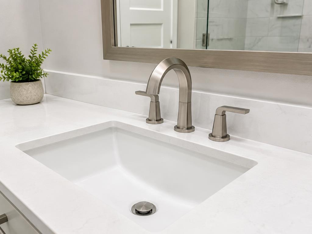 After: New brushed-nickel faucet and undermount sink