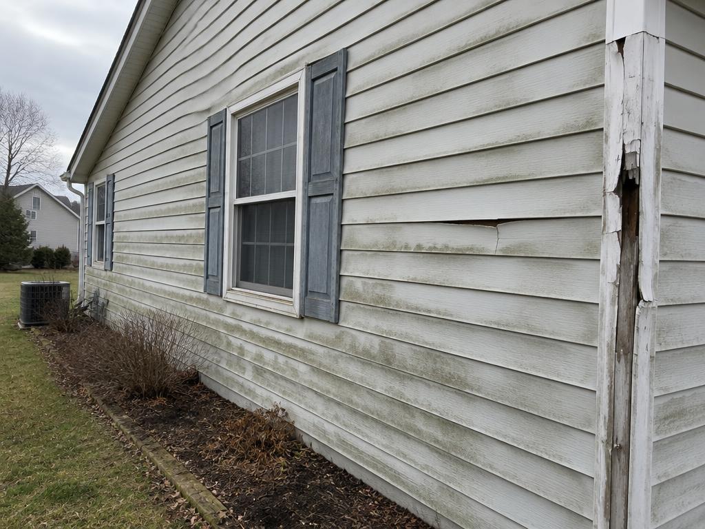 Before: Faded, cracked siding and damaged trim
